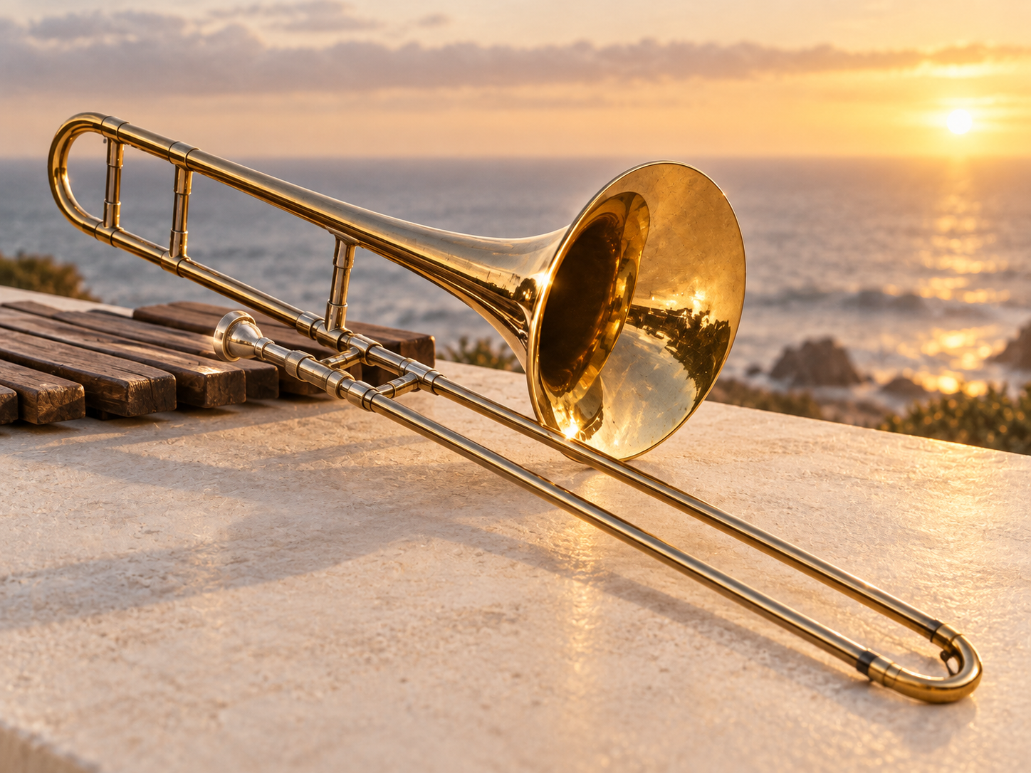 Ilustración de la faceta musical: el trombón y el Pacífico